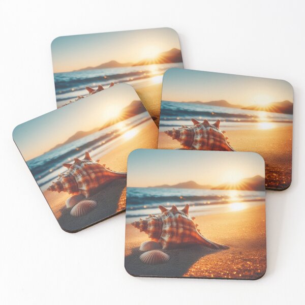 Item preview, Sea snail shell lying on the beach at sunset designed and sold by ART-POD-PL.