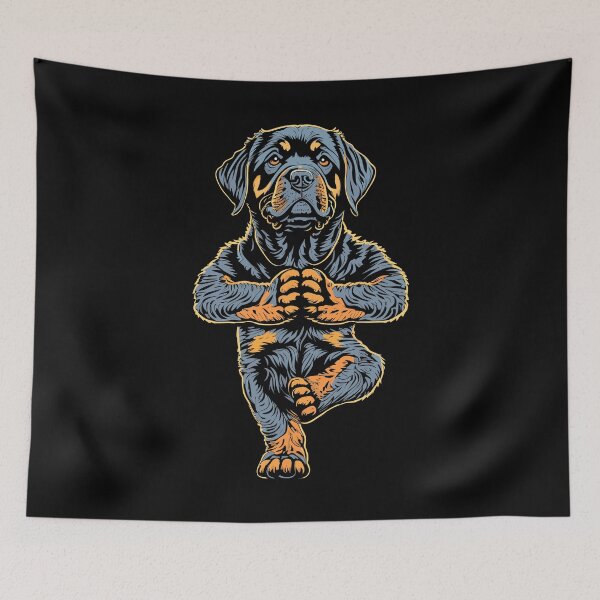 Item preview, Rottweiler Yoga Puppy Dog Funny Dogs Tree Pose Vrikshasana designed and sold by GrandeDuc.