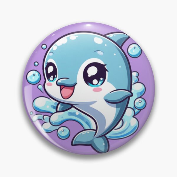 Item preview, Cute Anime Smiling Dolphin (purple) designed and sold by andydavistech.