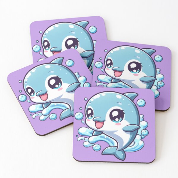 Item preview, Cute Anime Smiling Dolphin (purple) designed and sold by andydavistech.
