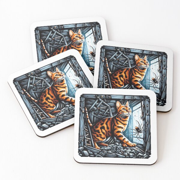 Item preview, Attic Arachnophobia Bengal Cat's Halloween Expedition designed and sold by Wonderall.