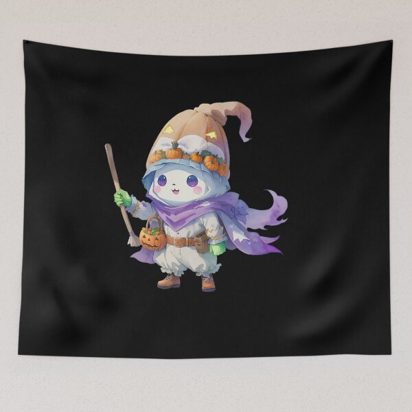 Item preview, Ghost with Broom and Pumpkin Basket designed and sold by pixclipart.