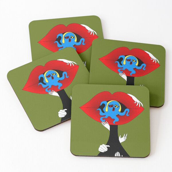 Item preview, A blue octopus comes out of a mouth that has demon hands designed and sold by Grab-it-fast.
