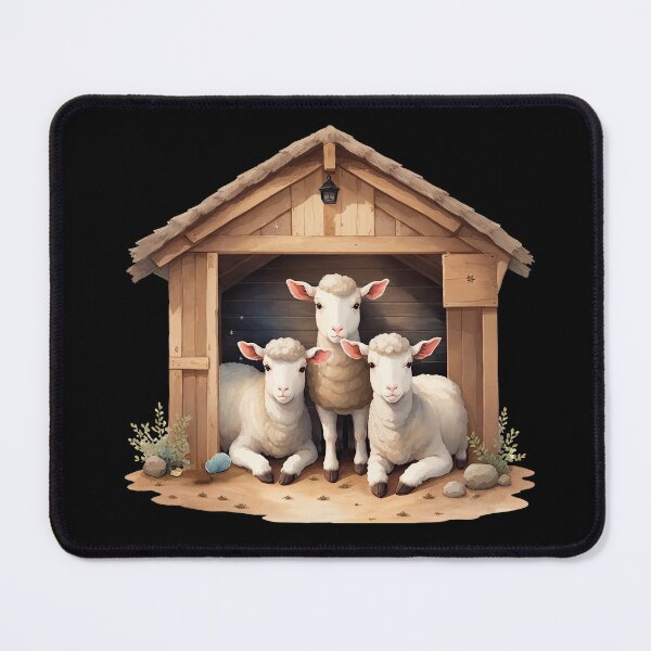 Item preview, Sheep in Wooden Hut with Bell designed and sold by pixclipart.