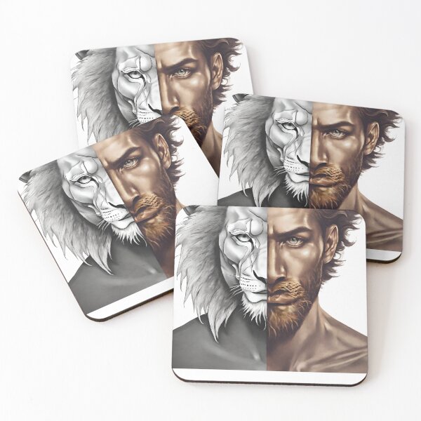 Item preview, The face of human lion "Hybrid Majesty: The Man-Lion Fusion" designed and sold by Stickboutique.