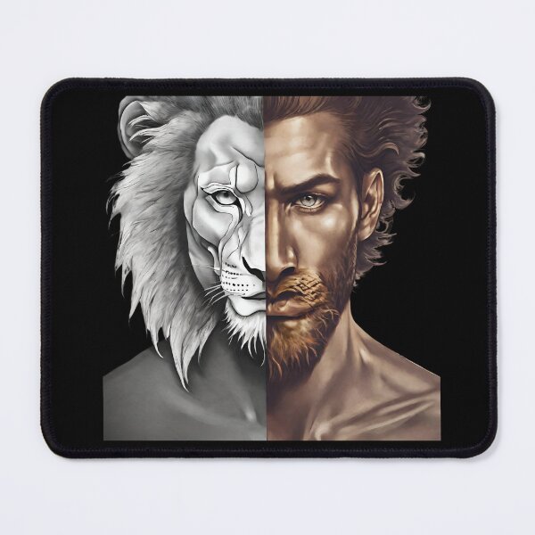 Item preview, The face of human lion "Hybrid Majesty: The Man-Lion Fusion" designed and sold by Stickboutique.