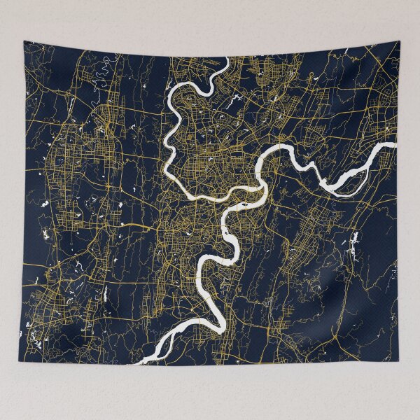 Item preview, Chongqing City Map of China - Gold Art Deco designed and sold by deMAP.