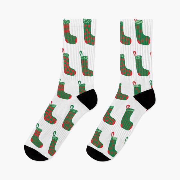 Item preview, Modern Crimson Red and Green Christmas Stockings  designed and sold by MoorePatterns.