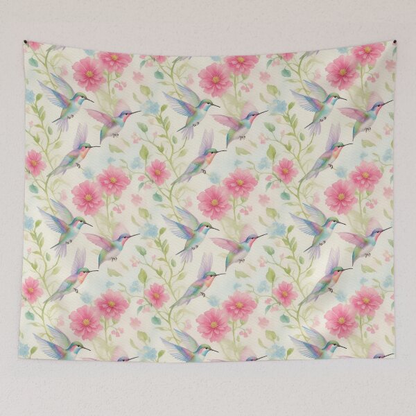 Item preview, Watercolor Hummingbirds, Watercolor Colibri.  Watercolor Vintage decorative pattern. Wild exotic birds on flowers   pattern  designed and sold by Victoria Riabov.