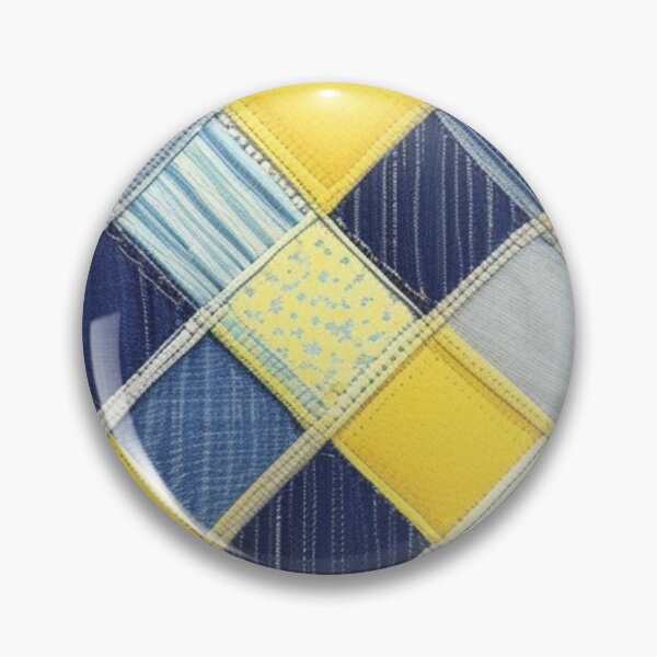 Item preview, Yellow and denim Patchwork quilt  designed and sold by Roxburylane.