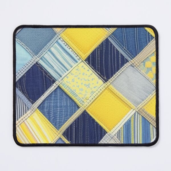 Item preview, Yellow and denim Patchwork quilt designed and sold by Roxburylane.