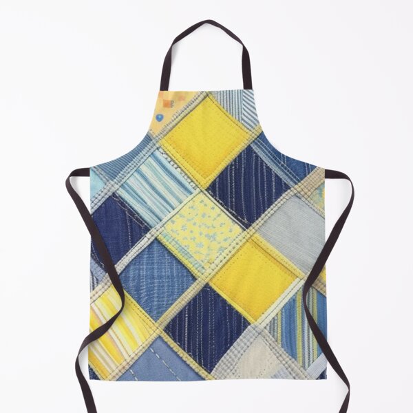 Item preview, Yellow and denim Patchwork quilt designed and sold by Roxburylane.