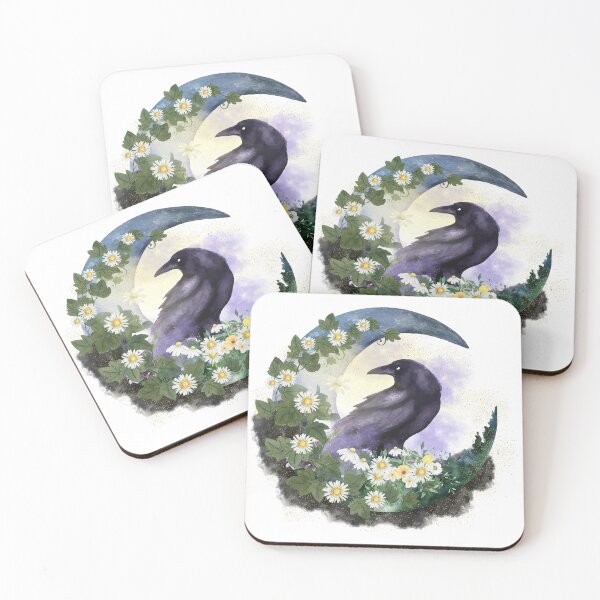 Item preview, "Chamomile and Crow" Watercolor Graphic Design with Transparent Background   designed and sold by Lunardreams54.