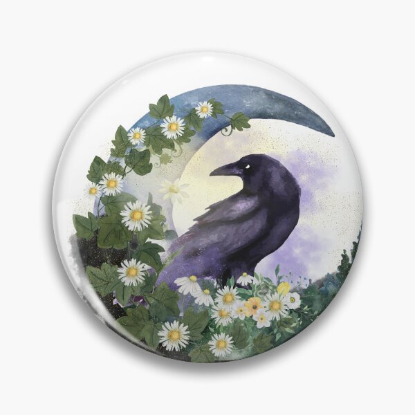 Item preview, "Chamomile and Crow" Watercolor Graphic Design with Transparent Background   designed and sold by Lunardreams54.