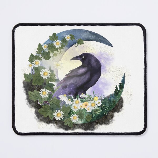 Item preview, "Chamomile and Crow" Watercolor Graphic Design with Transparent Background   designed and sold by Lunardreams54.
