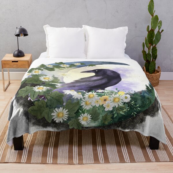 Item preview, "Chamomile and Crow" Watercolor Graphic Design with Transparent Background   designed and sold by Lunardreams54.