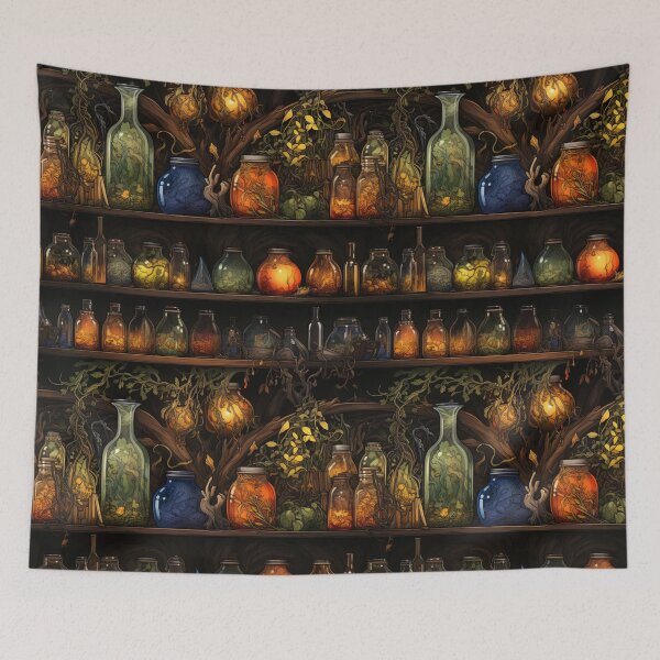 Item preview, A tarot-style artwork featuring a potion-filled witch's mystical brew designed and sold by StrawberryJolly.