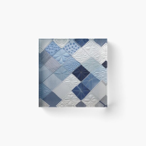 Item preview, Denim and white Patchwork quilt  designed and sold by Roxburylane.