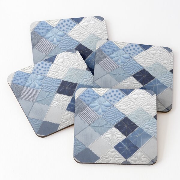 Item preview, Denim and white Patchwork quilt  designed and sold by Roxburylane.