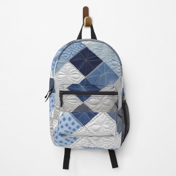 Item preview, Denim and white Patchwork quilt  designed and sold by Roxburylane.
