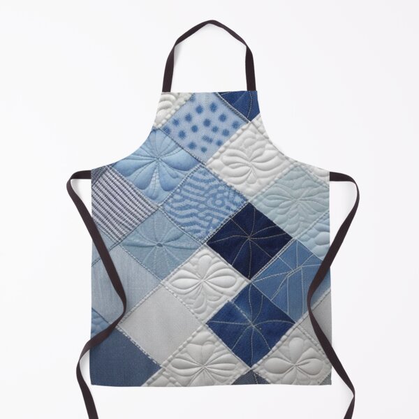 Item preview, Denim and white Patchwork quilt designed and sold by Roxburylane.