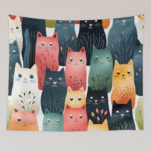 Item preview, flower pattern cat seamless patterns  designed and sold by Paint U by Krisanee.