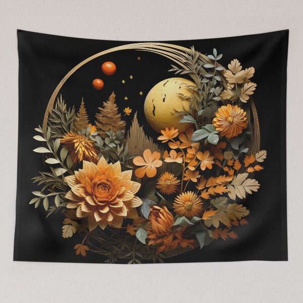 Item preview, Harvest moon with flowers designed and sold by Peach-Art96.
