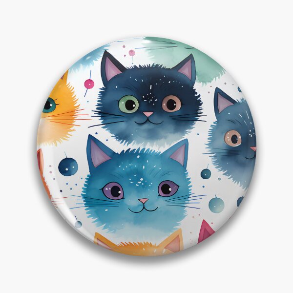 Item preview, colors cat head seamless patterns  designed and sold by Paint U by Krisanee.