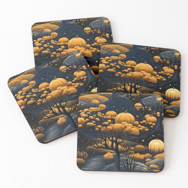 Item preview,  A moonlit pumpkin patch glows with enchanting autumn radiance designed and sold by StrawberryJolly.