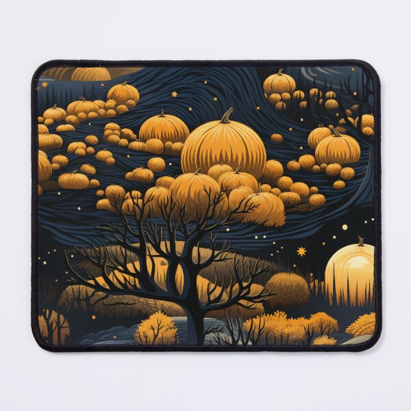 Item preview, A moonlit pumpkin patch glows with enchanting autumn radiance designed and sold by StrawberryJolly.