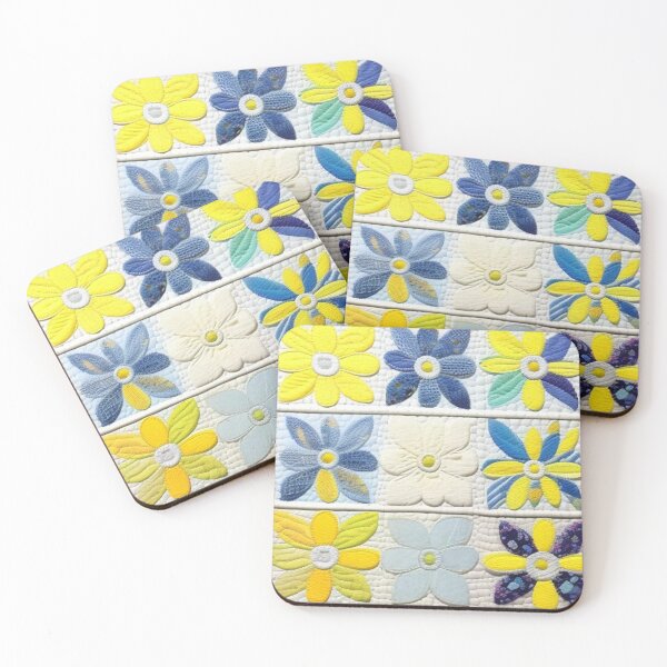 Item preview, Yellow and blue Patchwork flowers  designed and sold by Roxburylane.