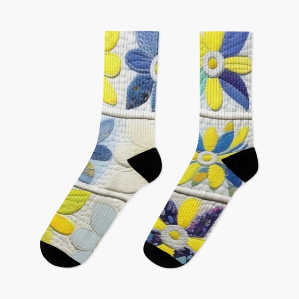 Item preview, Yellow and blue Patchwork flowers  designed and sold by Roxburylane.