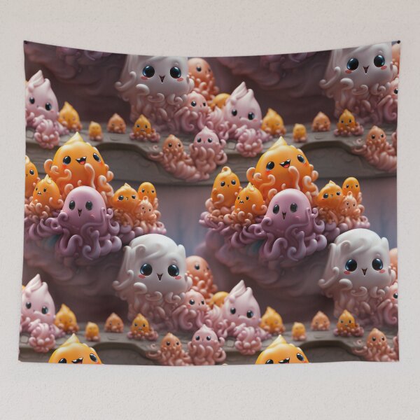 Item preview, A figurine of friendly squids exudes aquatic whimsy joyfully designed and sold by StrawberryJolly.