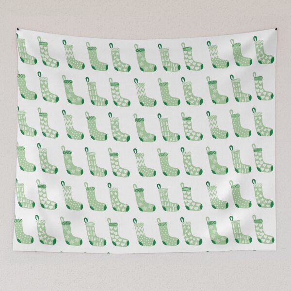 Item preview, Ivory and Light Green Christmas Stockings designed and sold by MoorePatterns.