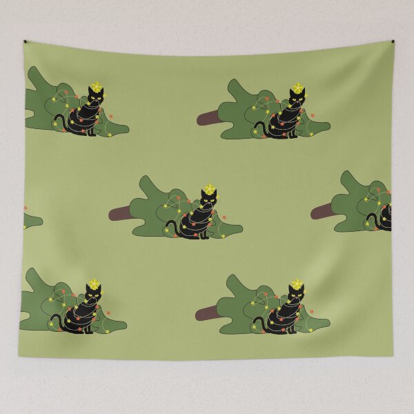 Item preview, Black cat dropped Christmas tree designed and sold by AnnArtshock.