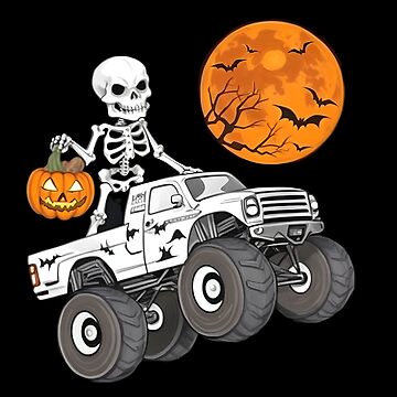 Custom Kids Skeleton Monster Truck Trick Treat Halloween Monster