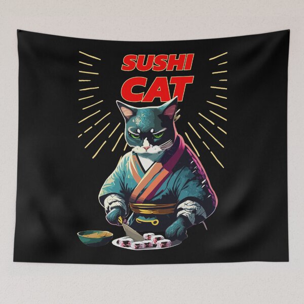 Item preview, samurai cat sushi designed and sold by T-paw.