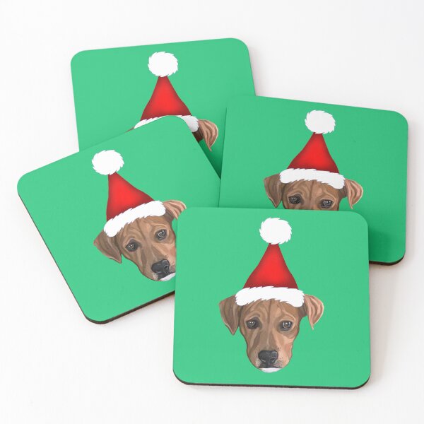 Item preview, Brown Pitbull Santa Christmas Pup  designed and sold by Deborah Camp.