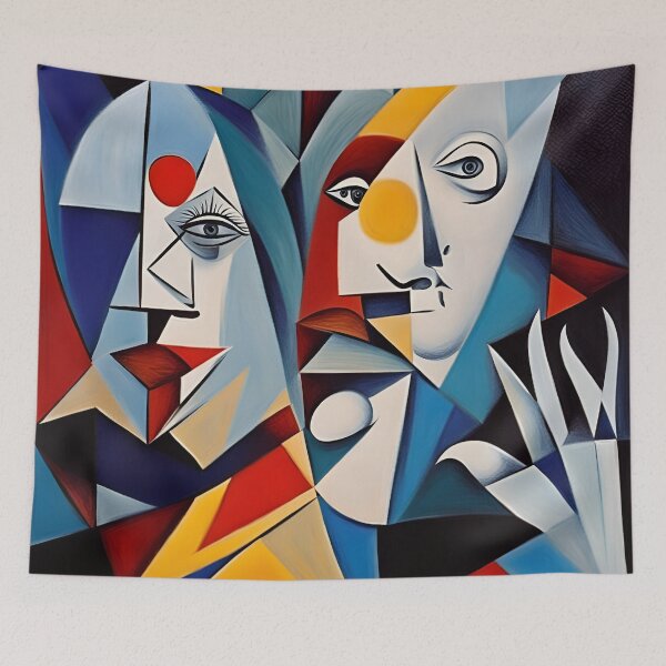 Item preview, Abstract Cubist Faces Art t shirt designed and sold by artmanikin.