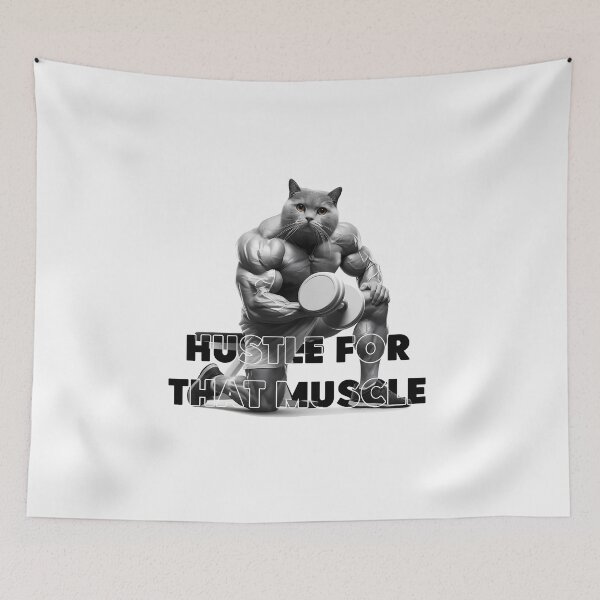 Item preview, Cat slave - The Muscular cat - Hustle for that muscle - Cat meme designed and sold by mamacub.