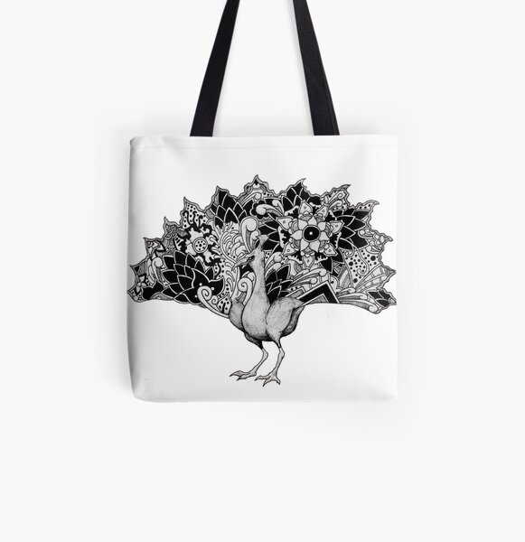 Peacock Patterns All Over Print Tote Bag