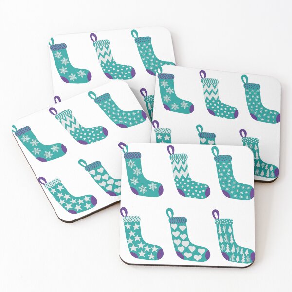 Item preview, Bright Aqua Violet Purple and Platinum Grey Christmas Stockings designed and sold by MoorePatterns.