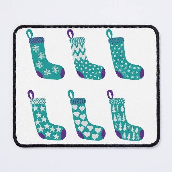 Item preview, Bright Aqua Violet Purple and Platinum Grey Christmas Stockings designed and sold by MoorePatterns.