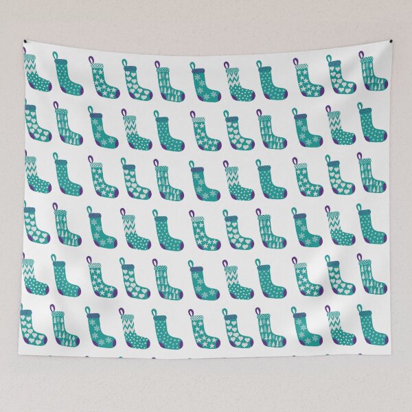 Item preview, Bright Aqua Violet Purple and Platinum Grey Christmas Stockings designed and sold by MoorePatterns.