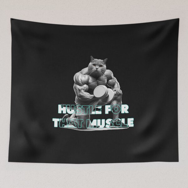 Item preview, Cat slave - The Muscular cat - Hustle for that muscle - Cat meme designed and sold by mamacub.