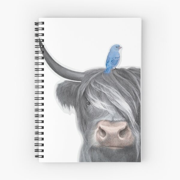 Item preview, Hairy Coo, Scottish Cow and Blue Bird on its Head, Highland Cow, Hairy Cow & Flying Friend, Cattle designed and sold by TheRedFinch.