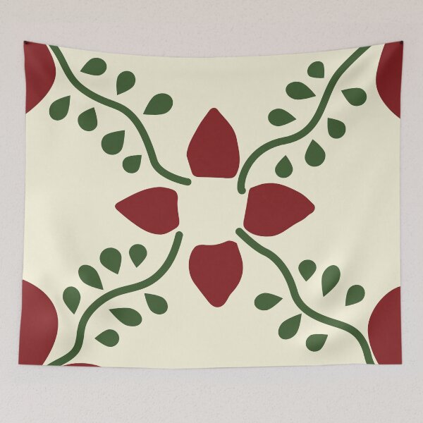 Item preview, Mexican Talavera Classic Tile - La Paz, Ivy & Flower  - Maroon designed and sold by elizdesign.