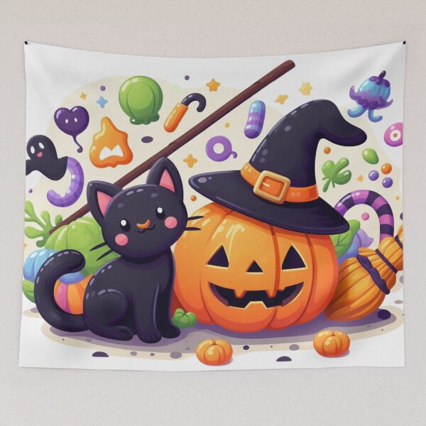 Item preview, happy halloween and black cat designed and sold by omfardostyle.