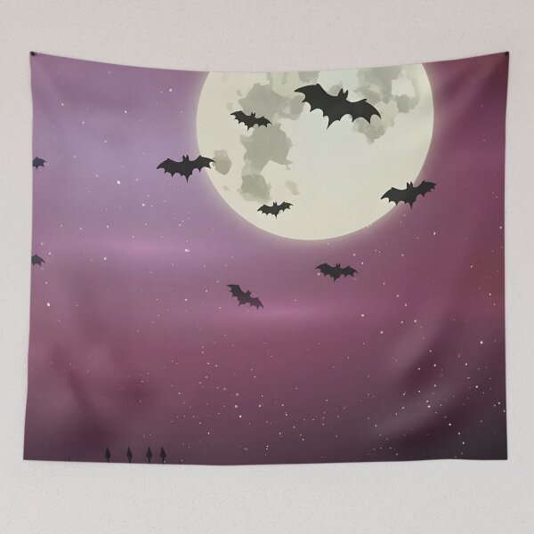 Item preview, Halloween themed pattern - Purple Nightsky with bats designed and sold by ManuelAndreas.