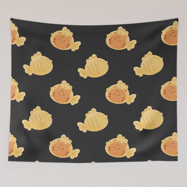 Item preview, taiyaki cute orange cat bun bread fish japanese sweet pattern designed and sold by TNwandesignart.